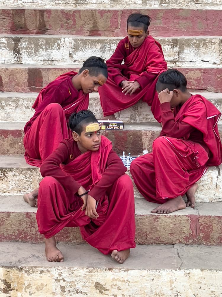 Young Monks Resting by Ilana Lam — canvas wall art