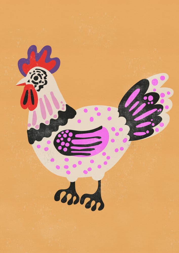 Whimsical Dotted Chicken by Nicholas — canvas wall art
