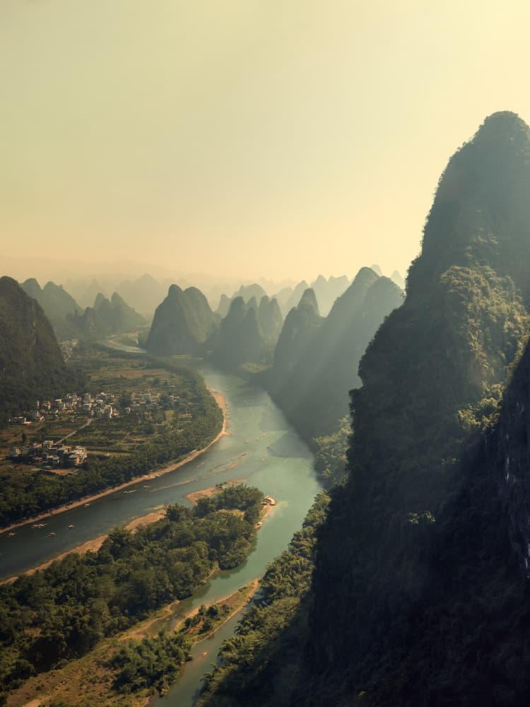 Misty Li River Valley by Christian MARCEL — canvas wall art