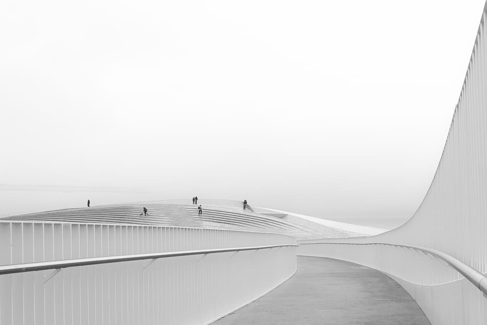 White Architectural Curves by Olavo Azevedo — canvas wall art