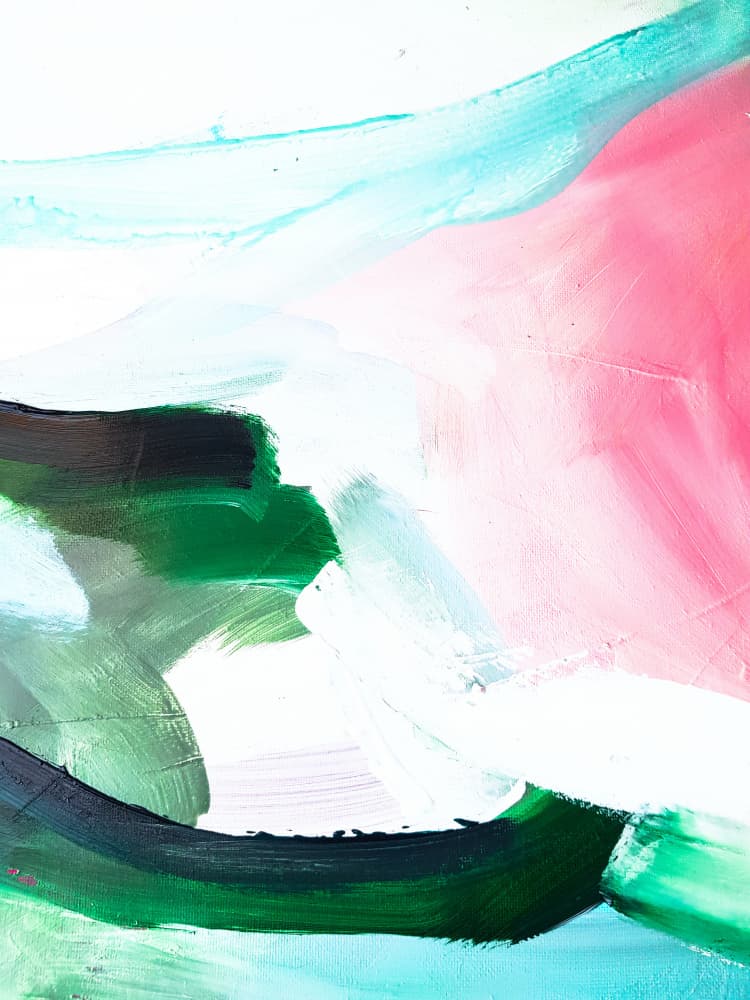 Pink Green Turquoise Flow by Ejaaz Haniff — canvas wall art