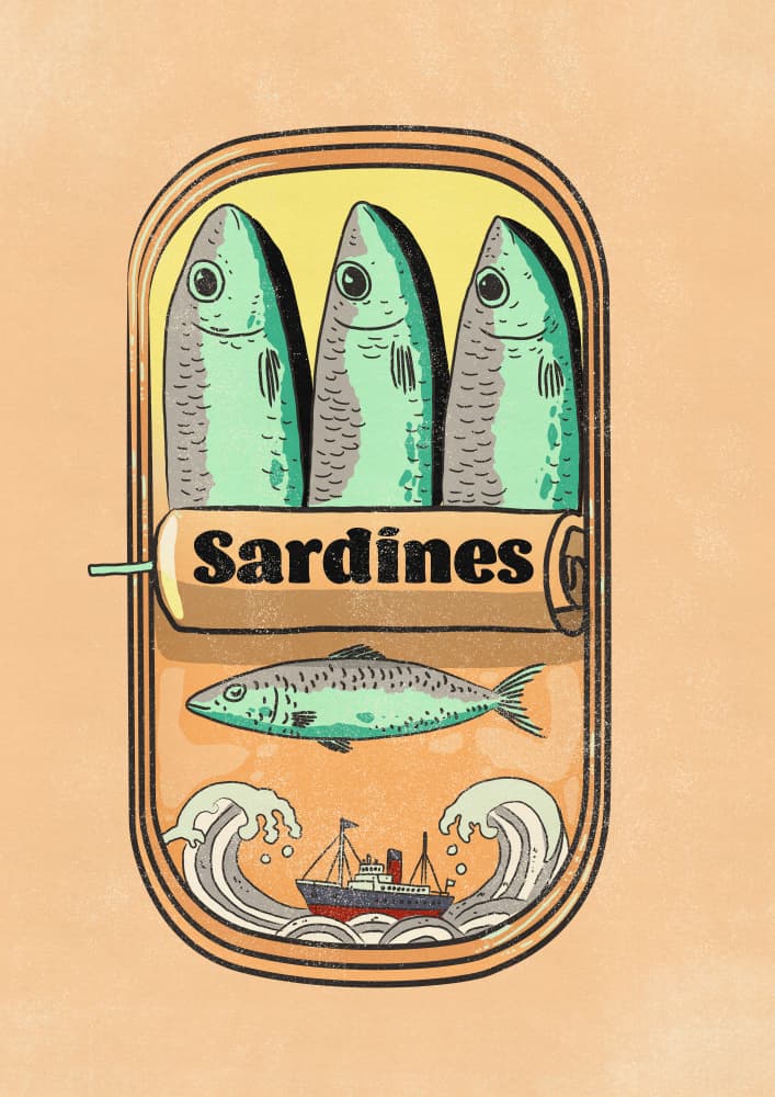 Retro Sardine Can by Nicholas — canvas wall art