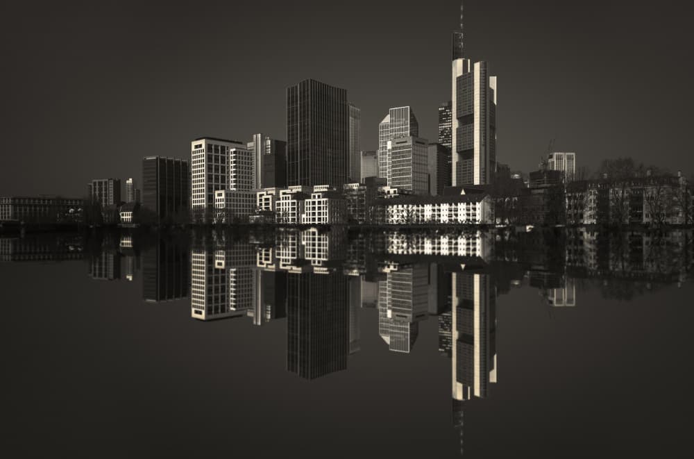 Financial District Reflection by Harald Biebel — canvas wall art