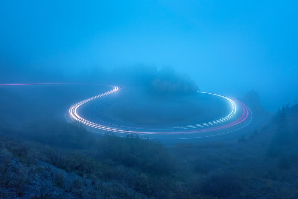 Blue Light Trails by Mei Xu — canvas wall art