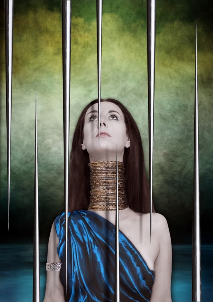 Golden Necklace Gaze by Lucyna Łazarska ( Lucynda Lu ) — canvas wall art
