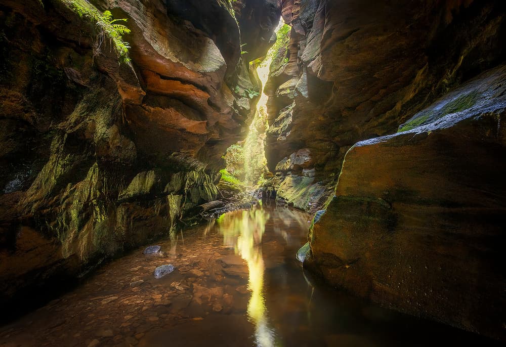 Sunlit Canyon Waters by Yan Zhang — canvas wall art