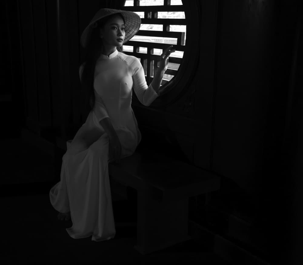 Pensive Áo Dài Woman by Clas Gustafson PRO — canvas wall art