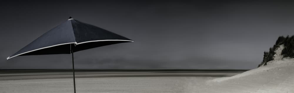 Solitary Beach Umbrella by Gilbert Claes — canvas wall art