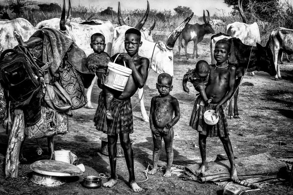 African Children and Cattle by Joxe Inazio Kuesta Garmendia — canvas wall art