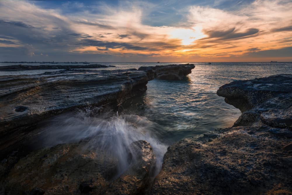 Golden Hour Coastal Waves by Irene Wu — canvas wall art