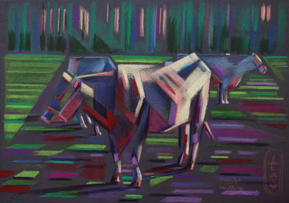 Geometric Colorful Cows by Corné Akkers — canvas wall art