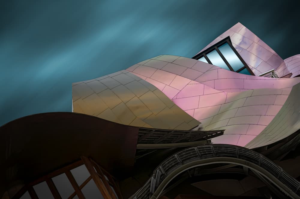 Iridescent Building Curves by Marc Huybrighs — canvas wall art