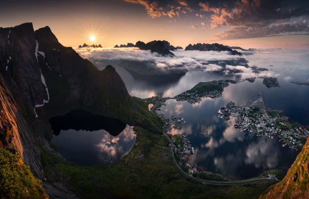 Coastal Fjord Sunrise by Karol Nienartowicz — canvas wall art