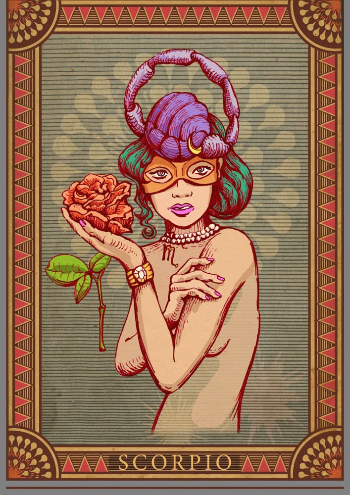 Scorpio Woman with Rose by Olga Galeeva — canvas wall art