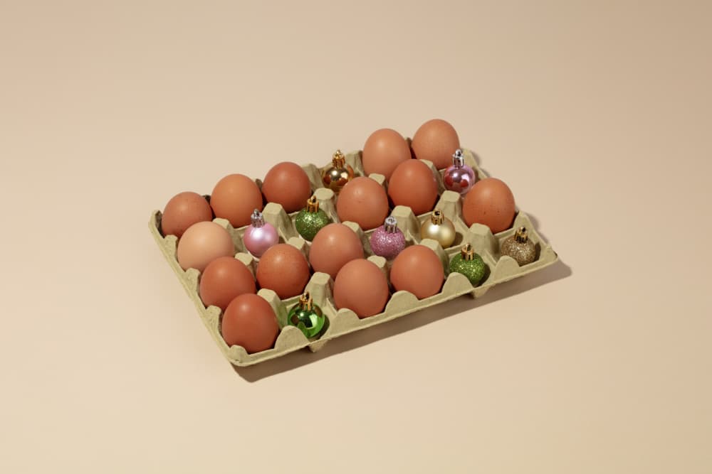 Minimalist Christmas Eggs by Julia Ramiro — canvas wall art