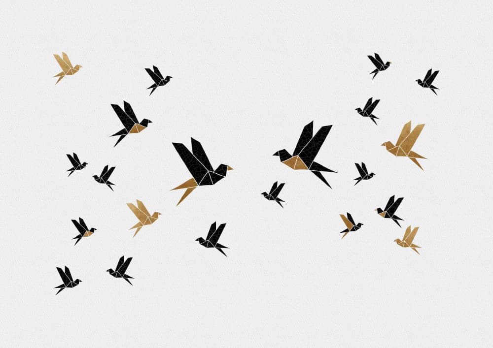 Golden Geometric Flight by Orara Studio — canvas wall art