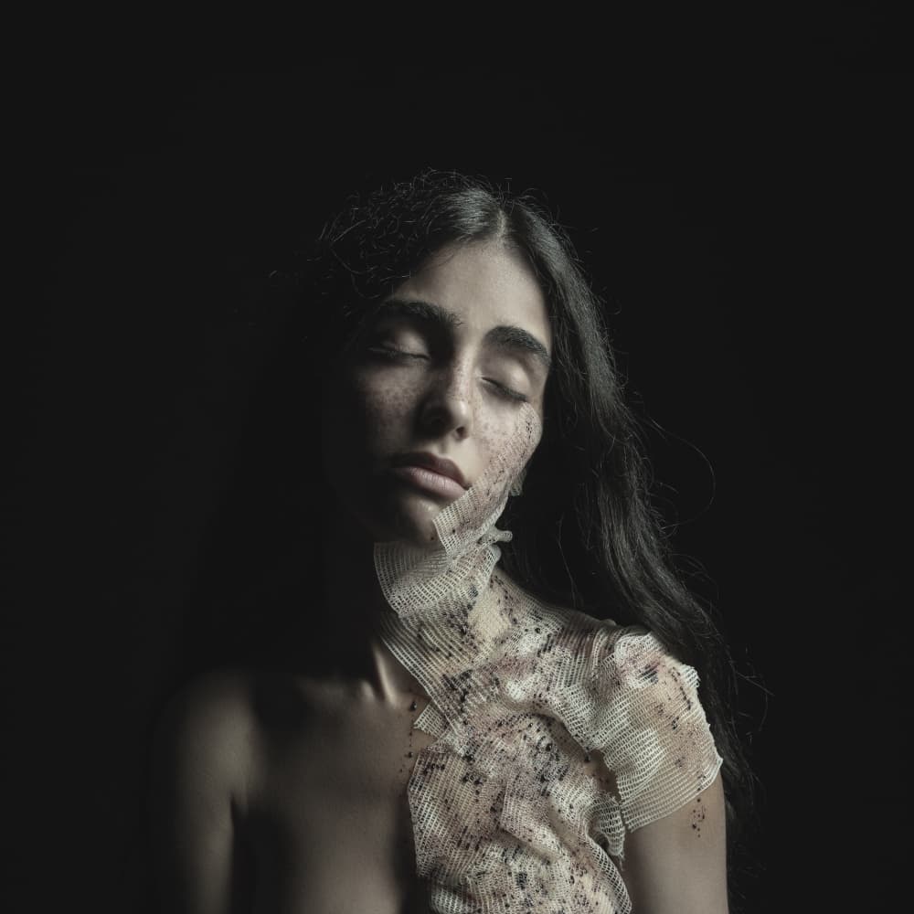 Ethereal Textured Portrait by Hooman Sedaghi — canvas wall art