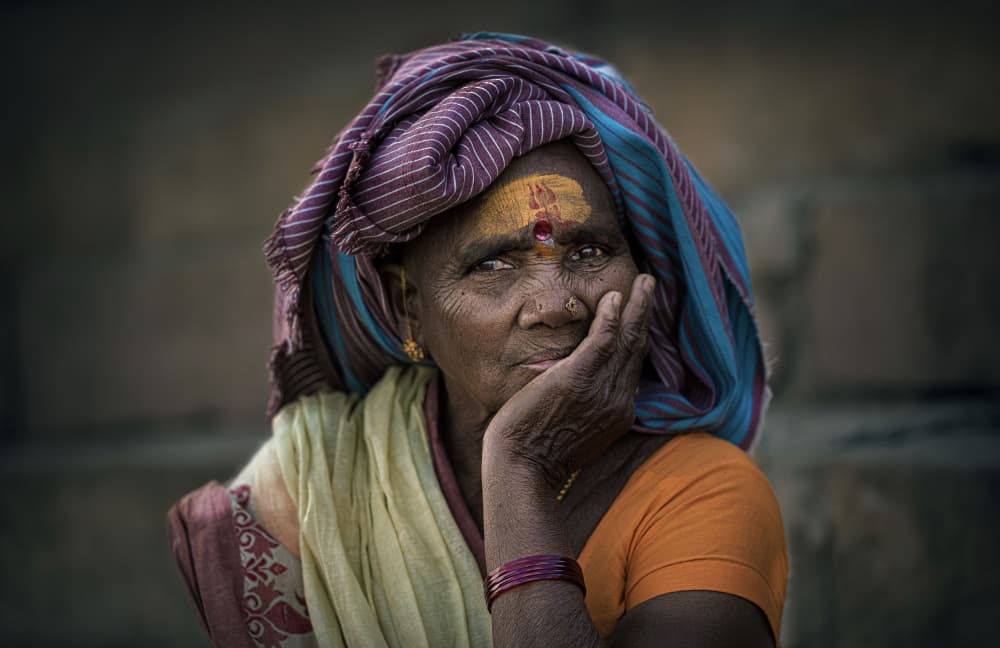 Pensive Indian Woman by Waldemar Szmidt — canvas wall art
