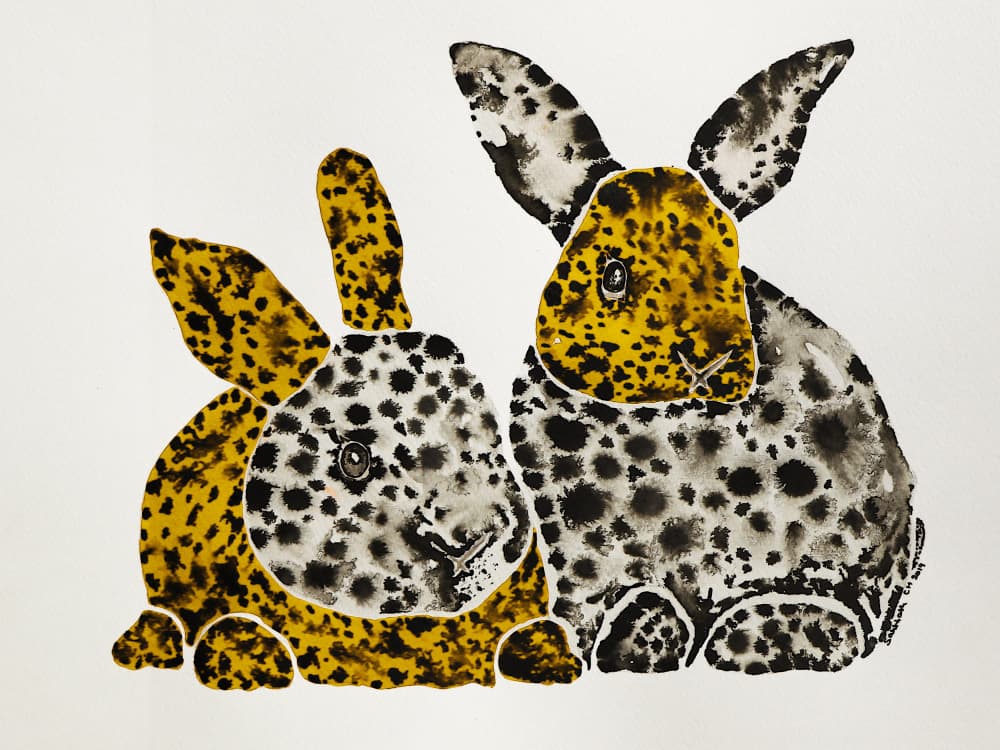 Spotted Yellow Rabbits by Santhosh ch — canvas wall art