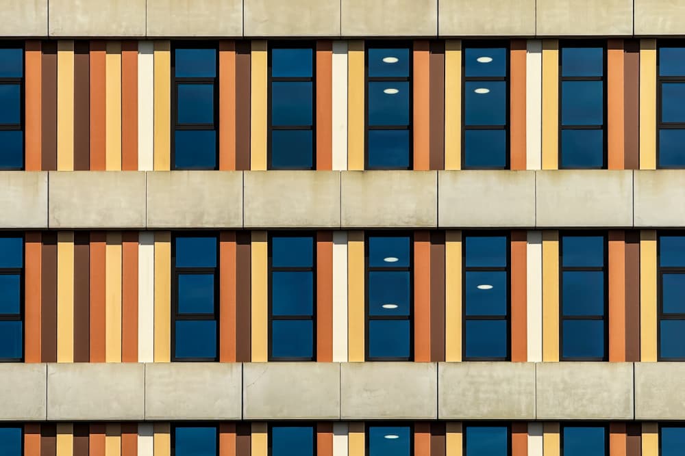 Vibrant Geometric Facade by Lus Joosten — canvas wall art