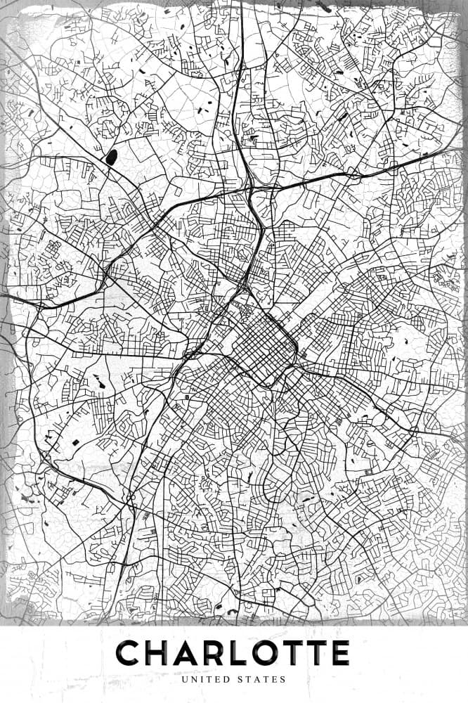 Charlotte City Map by StudioSix — canvas wall art