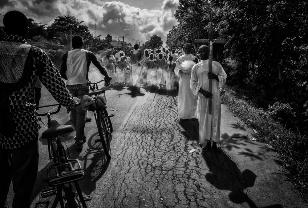 African Religious Procession by Joxe Inazio Kuesta Garmendia — canvas wall art