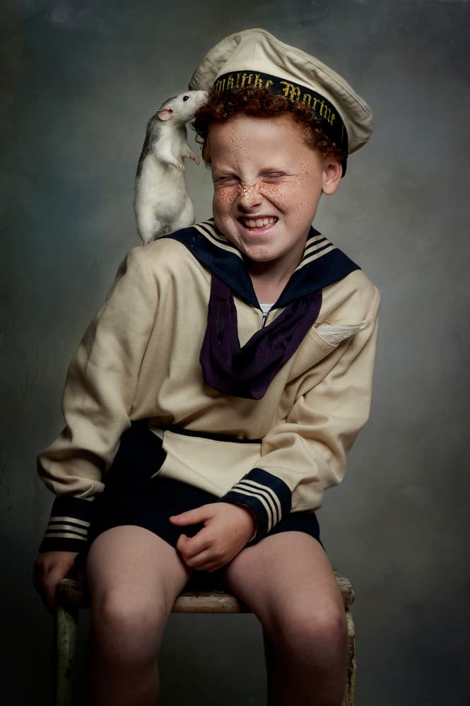 Playful Sailor Boy with Rat by Monika Vanhercke — canvas wall art