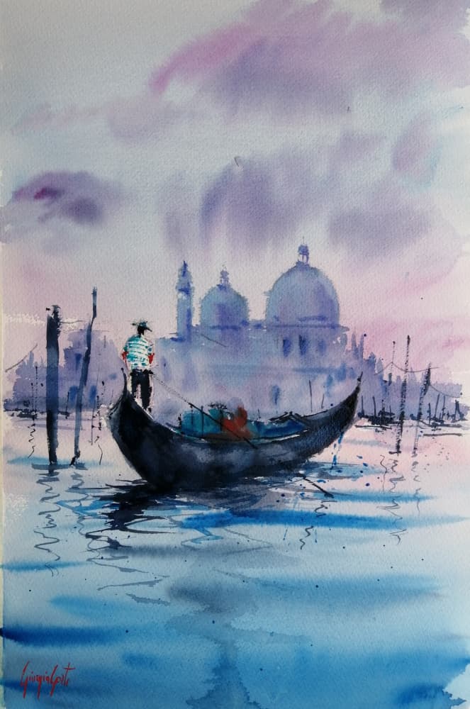Twilight Venice Gondola by Giorgio Gosti — canvas wall art