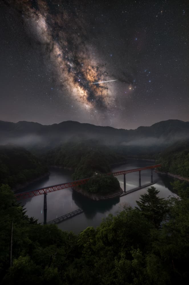 Milky Way Over Misty River by まちゅばら/Hiroki Matsubara — canvas wall art