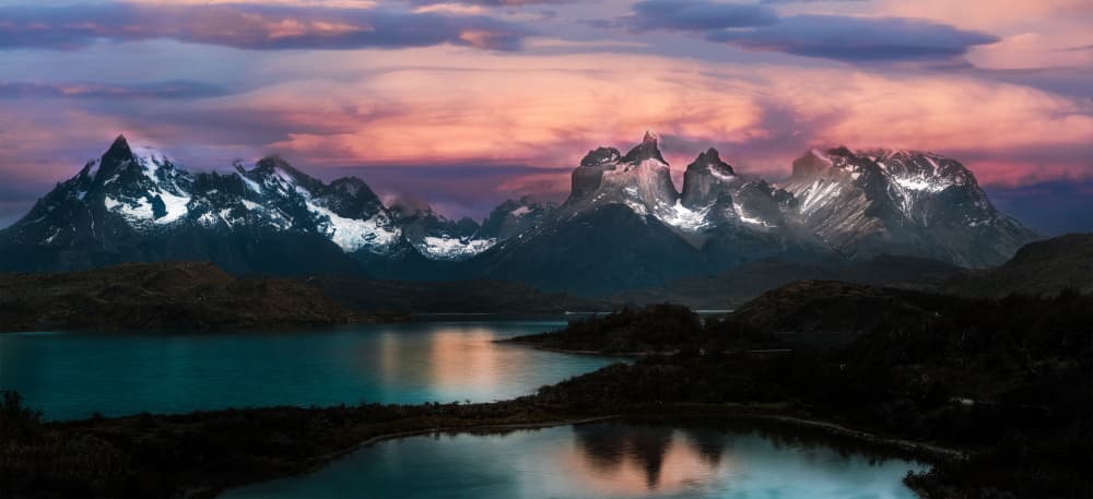 Dramatic Mountain Lake Sunset by Allen SDCA — canvas wall art
