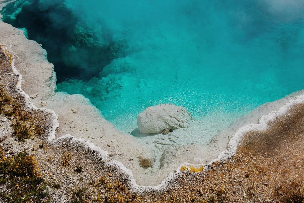 Vibrant Turquoise Hot Spring by Del Mundo Imagery — canvas wall art