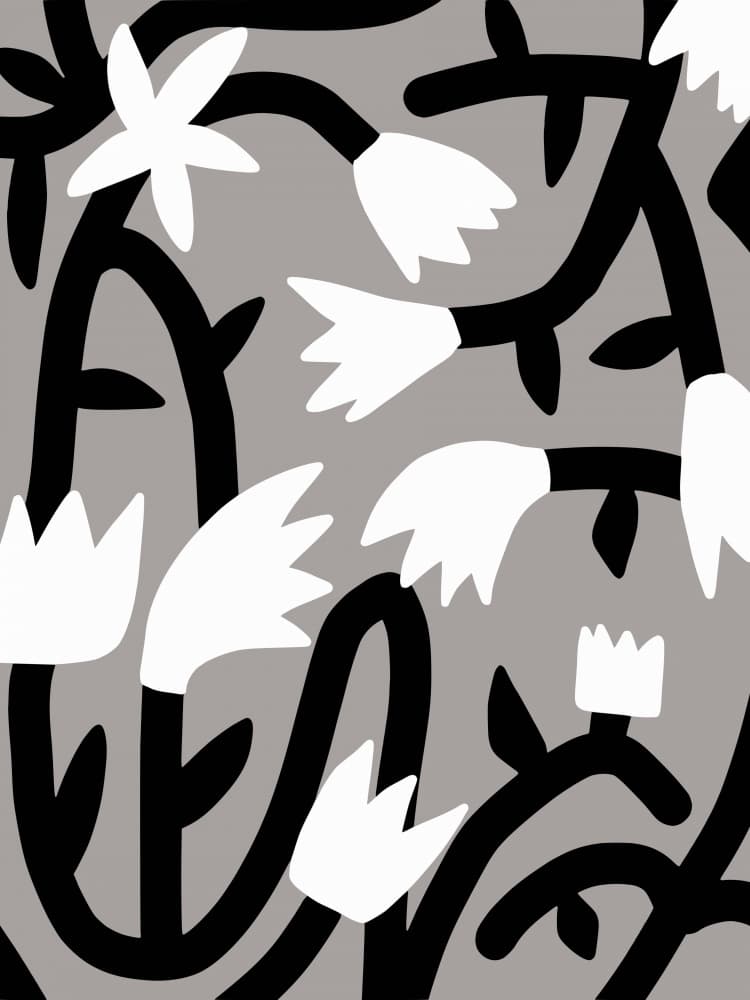 Graphic Black White Flowers by Little Dean — canvas wall art