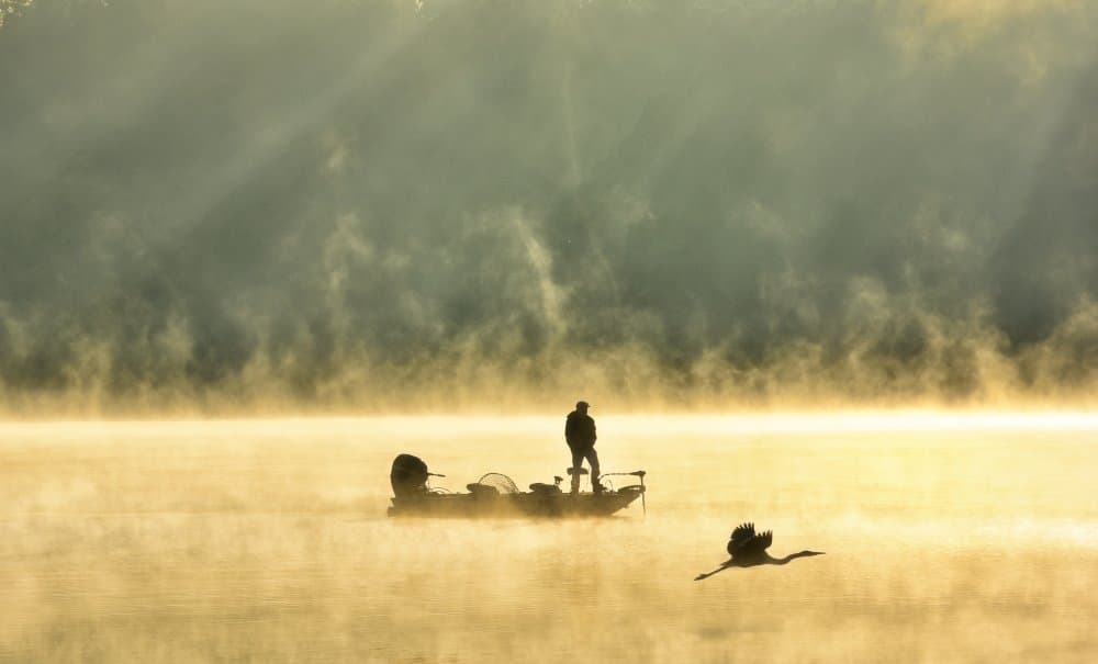 Misty Morning Fisherman by Eric Zhang — canvas wall art