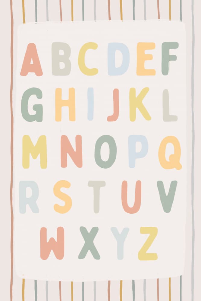Playful Pastel Alphabet by Menina Lisboa — canvas wall art