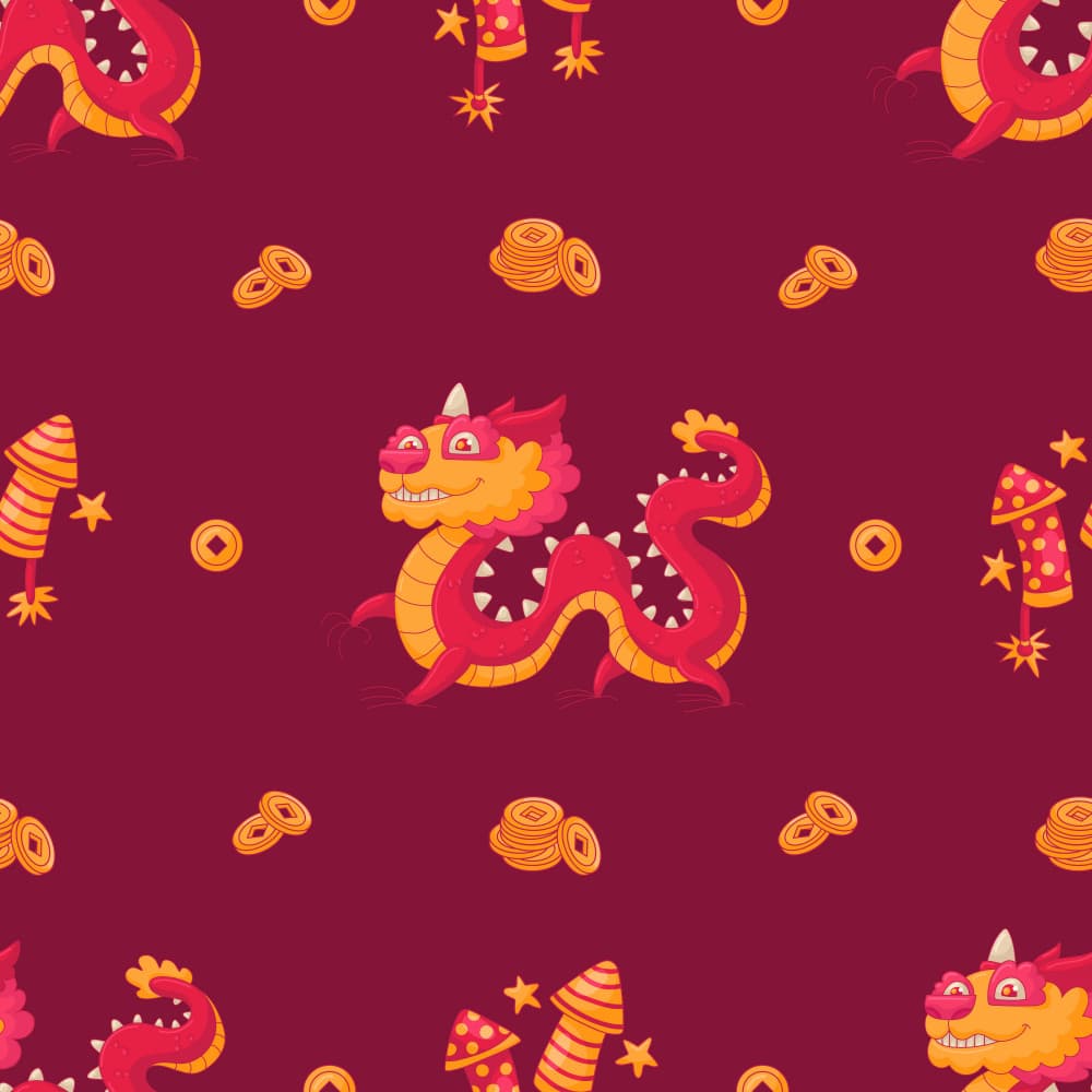 Lucky Chinese Dragon Pattern by Marika Barsrsind β canvas wall art