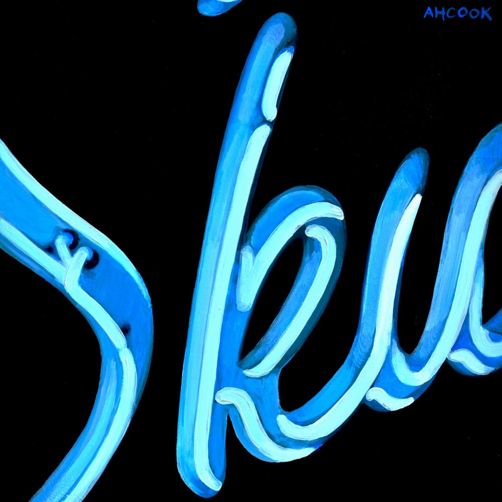Electric Blue Script by Amanda Hope Cook — canvas wall art