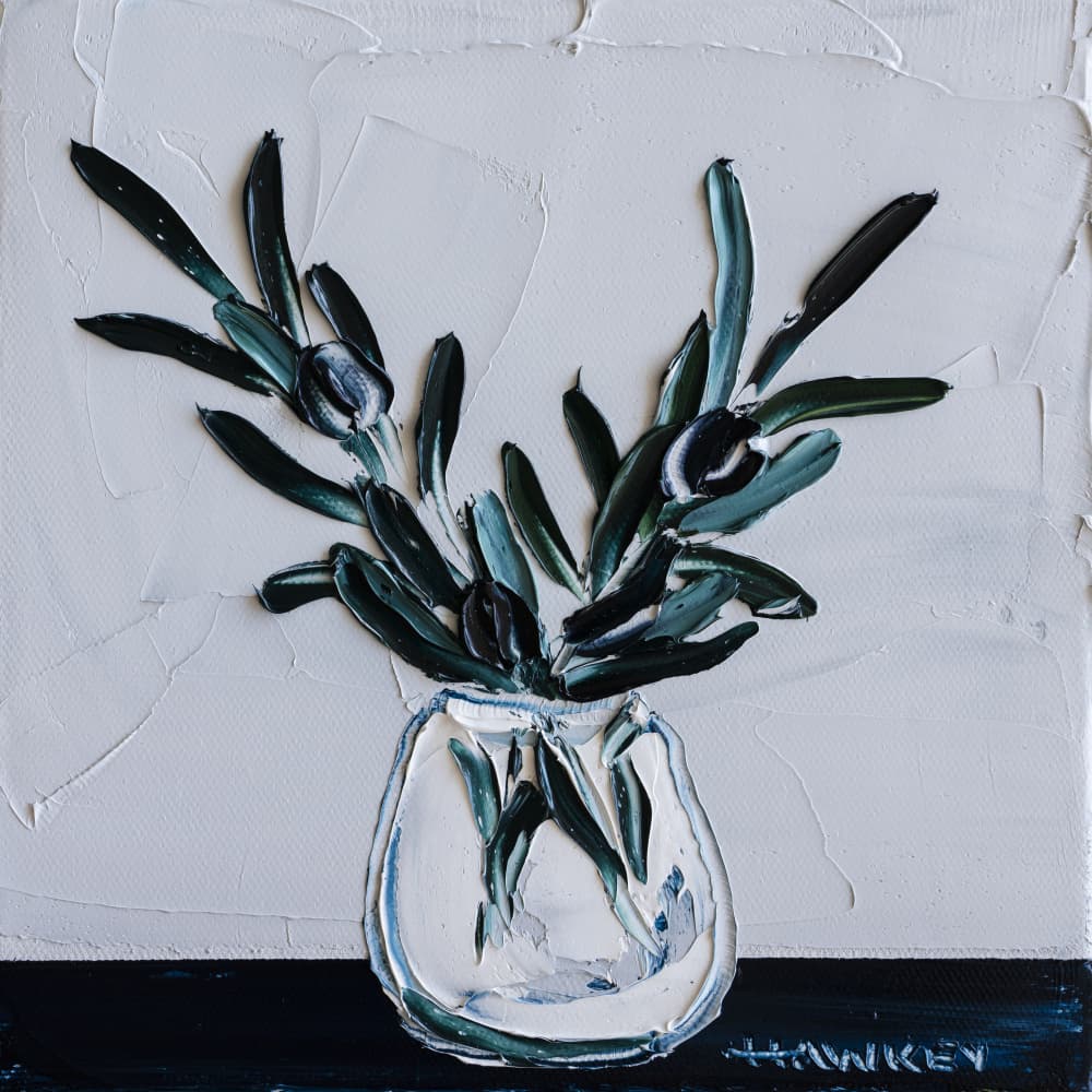 Textured Olive Branches by Angela Hawkey — canvas wall art