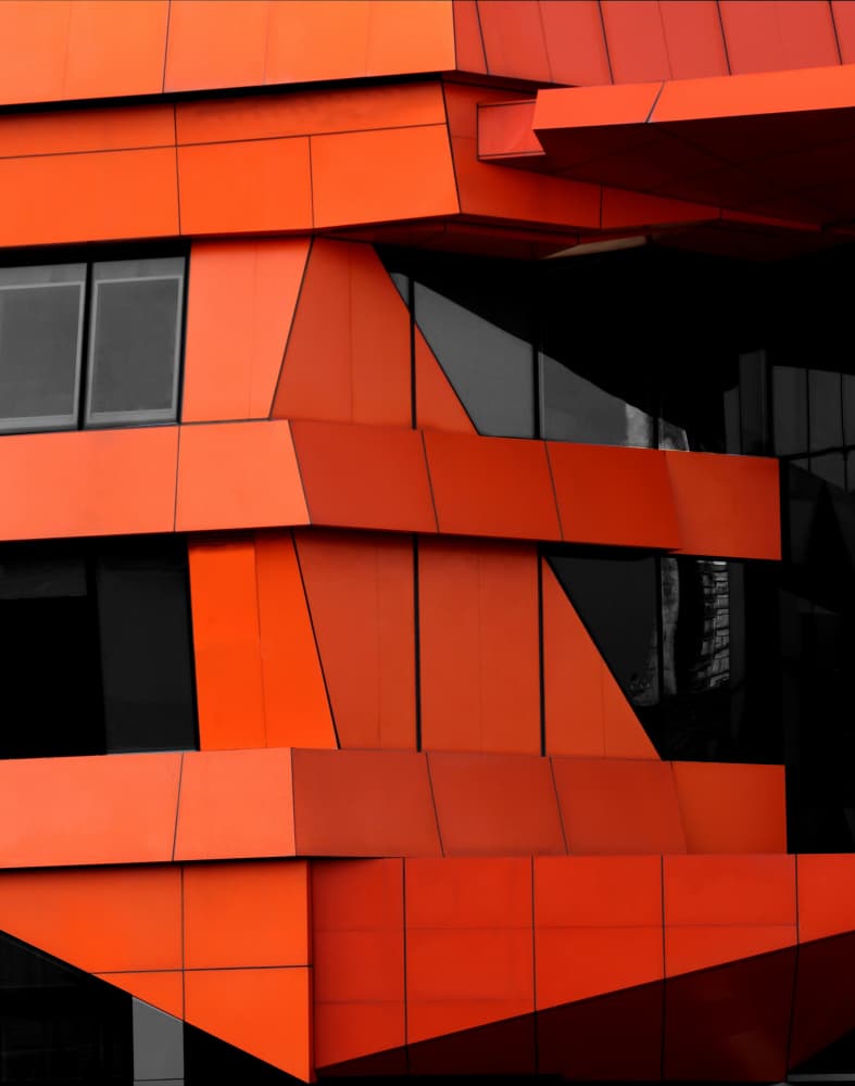 Orange Geometric Facade by Ivan Huang — canvas wall art