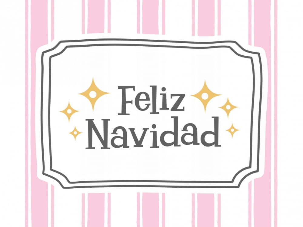 Feliz Navidad Pink Stripes by Jolly and Dash — canvas wall art