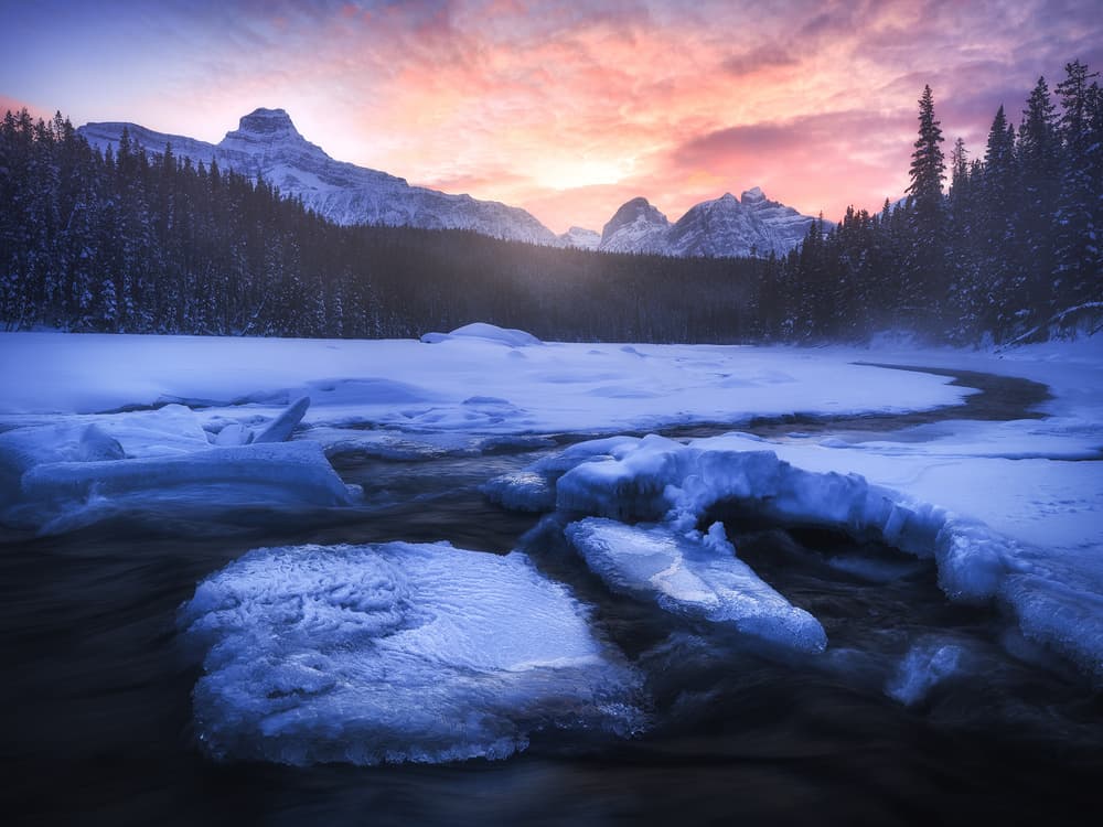 Icy River Dawn by Daniel Gastager — canvas wall art