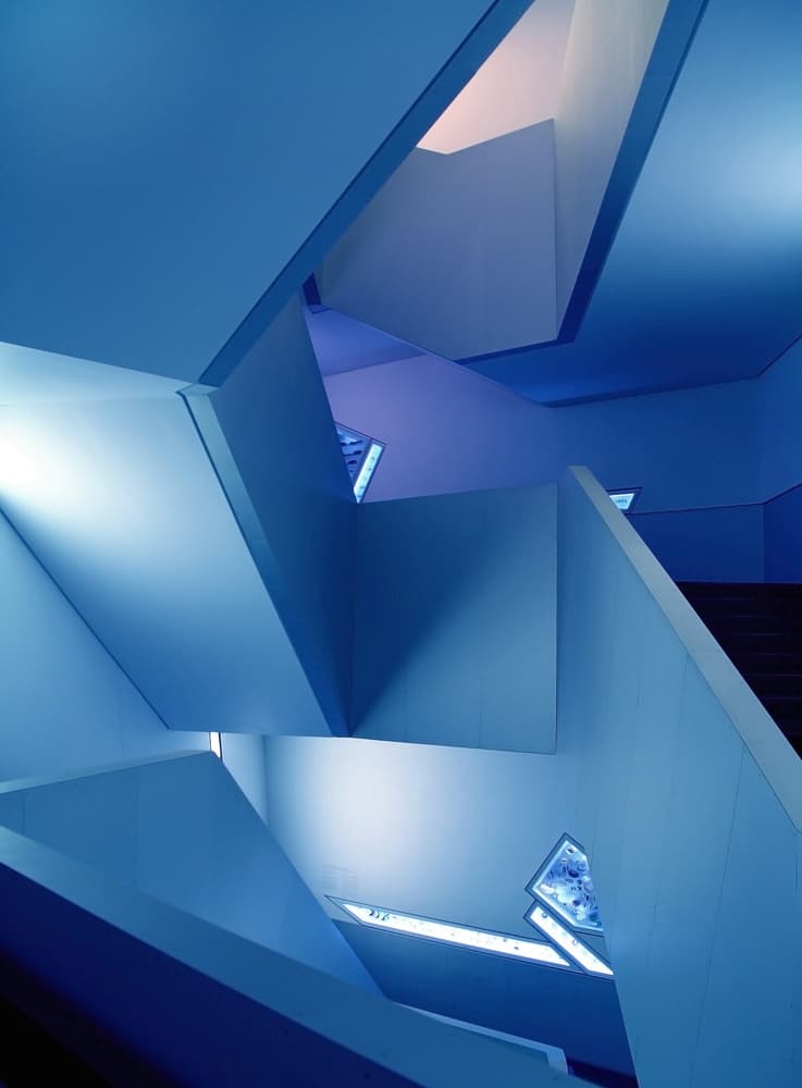 Geometric Blue Interior by Ivan Huang — canvas wall art