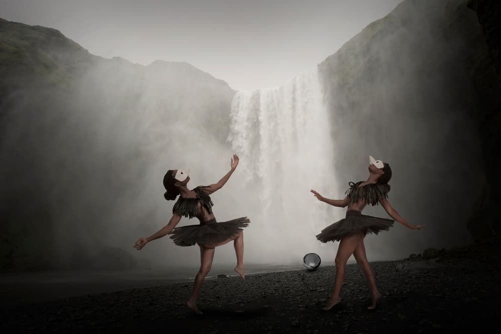 Dark Fantasy Waterfall Dancers by Christine von Diepenbroek — canvas wall art