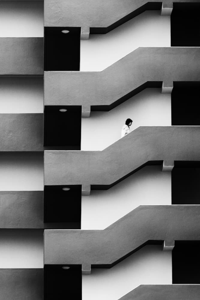Figure on Geometric Stairs by Florentinus Joseph — canvas wall art
