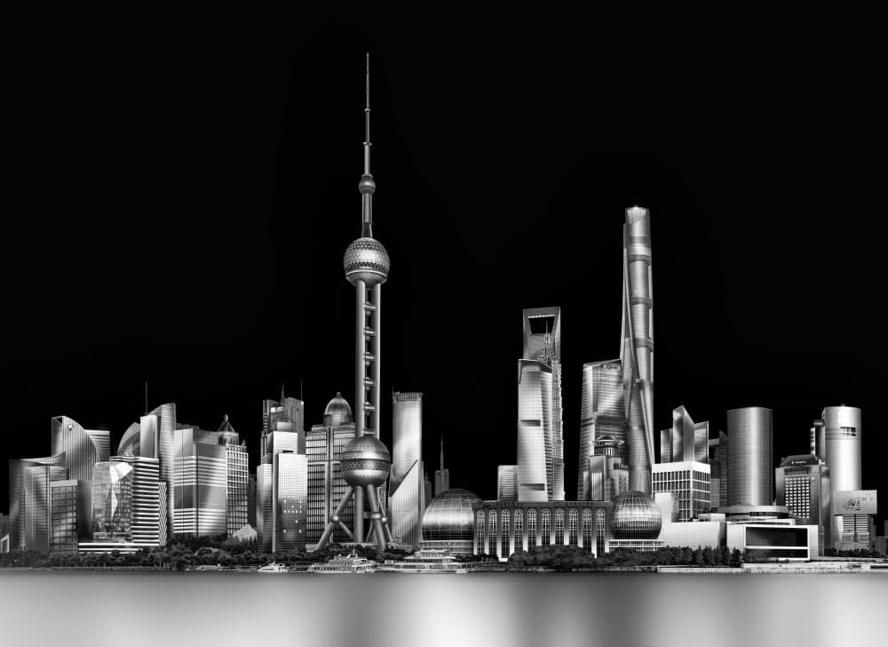 Shanghai City Skyline by jordiegeatorrent — canvas wall art