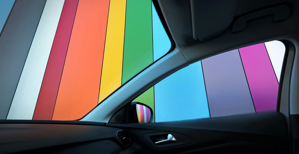 Vibrant Striped Car View by Lus Joosten — canvas wall art