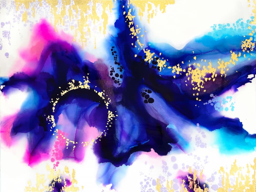 Vibrant Cosmic Swirl by Alyson Storms — canvas wall art