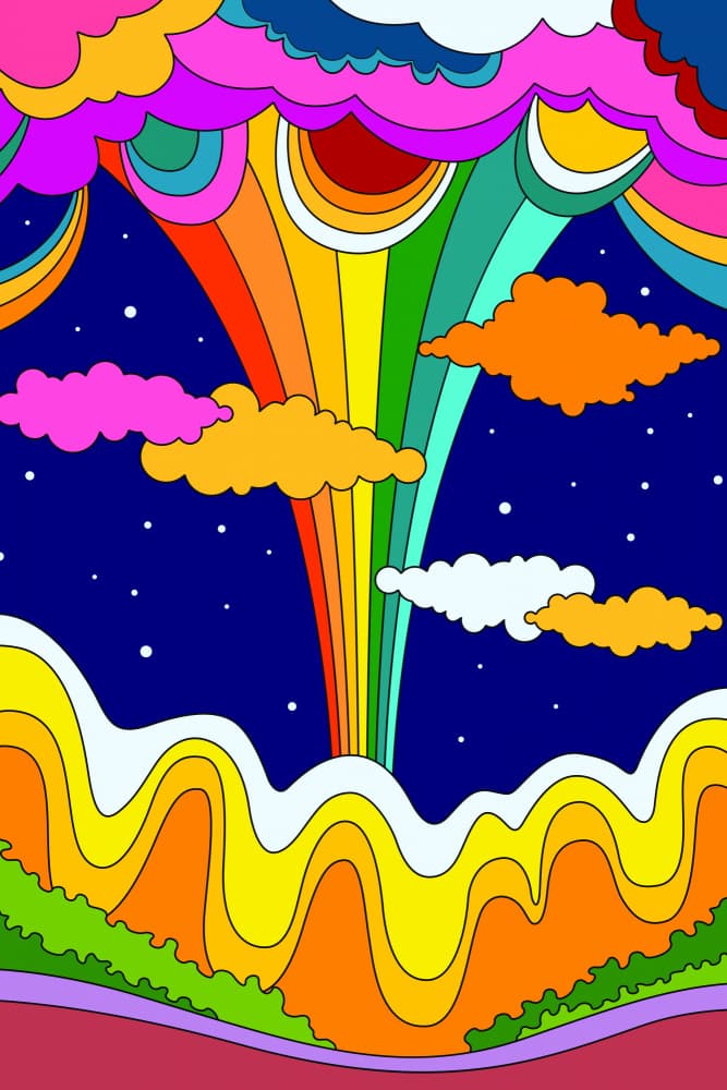 Psychedelic Rainbow Landscape by jay stanley — canvas wall art