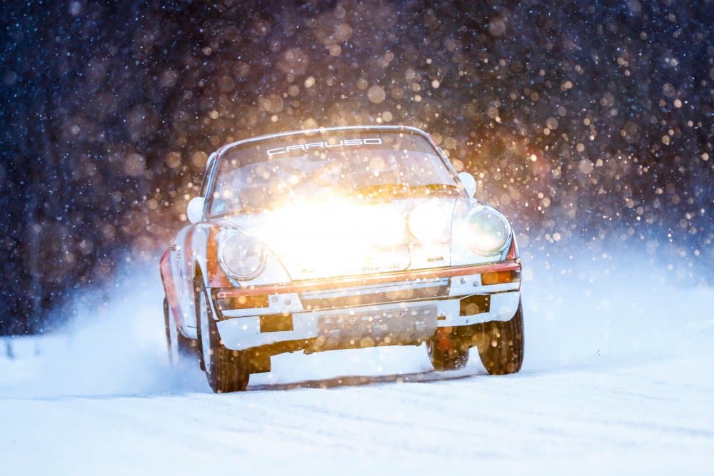 Classic Rally Snow Drift by ATTILA SZABO — canvas wall art