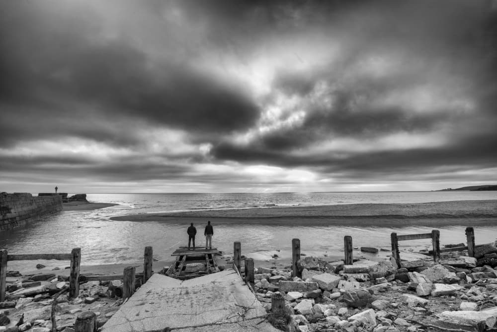 Two Men Contemplating Horizon by Radojica Jevric fotorax — canvas wall art