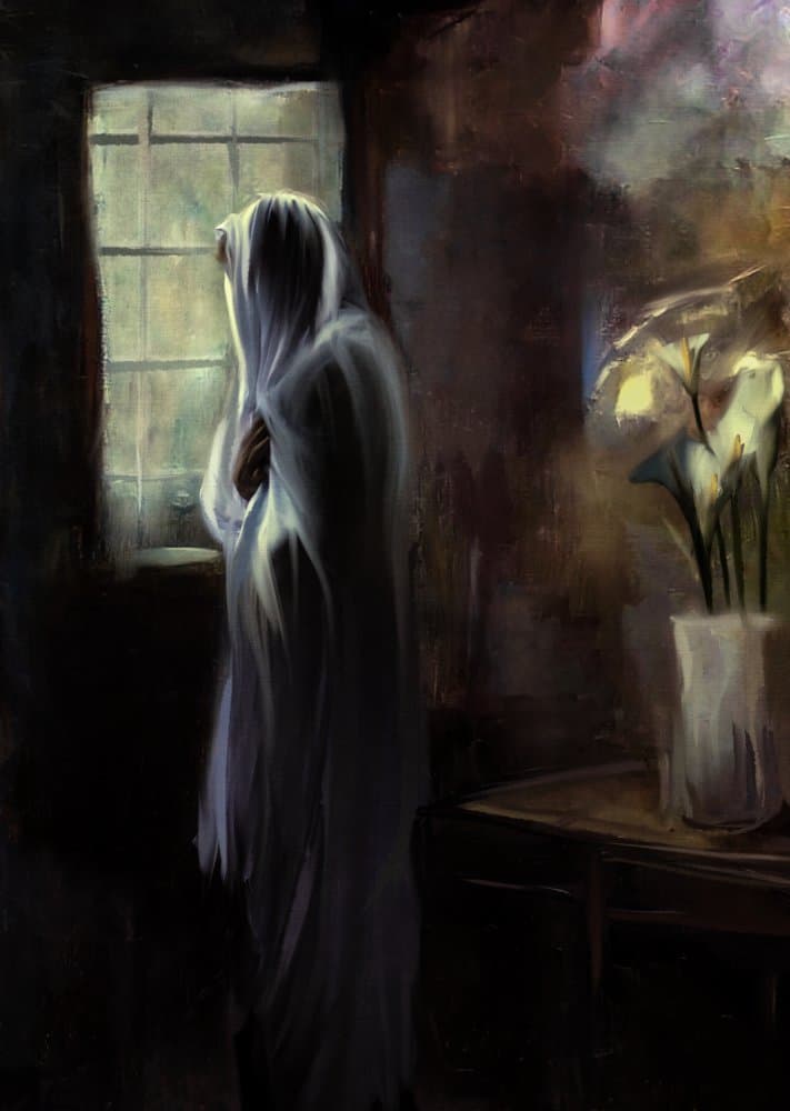 Veiled Woman by Window by Charlaine Gerber — canvas wall art